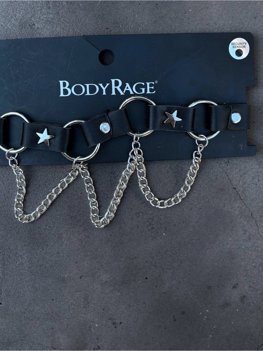 BodyRage Black Star Ring Chain Choker Necklace